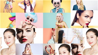 AE制作动感时尚人物照片墙排版滑动展示宣传片头视频