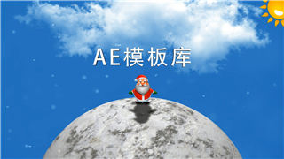 旋转地球展示圣诞节树老人节日问候动画雪花礼品盒