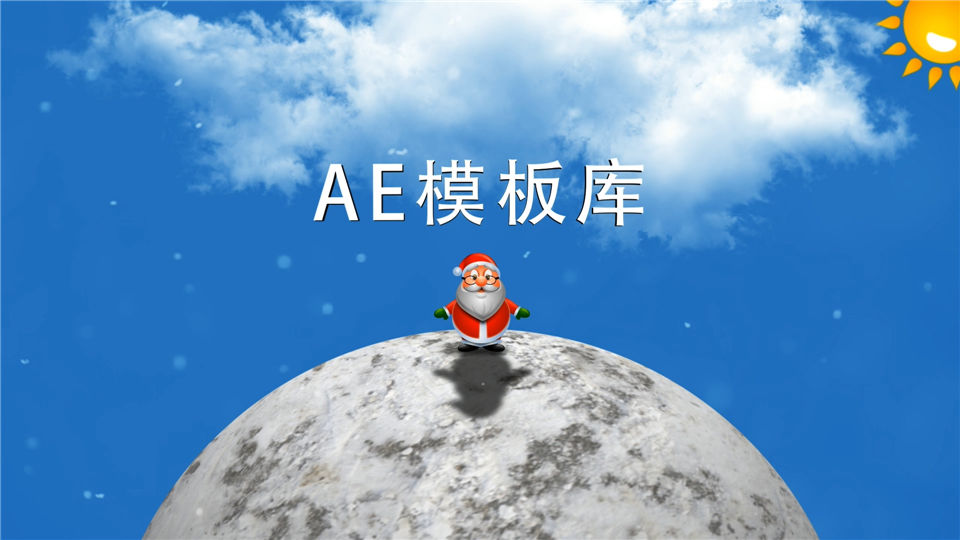 旋转地球展示圣诞节树老人节日问候动画雪花礼品盒_第4张图片_AE模板库
