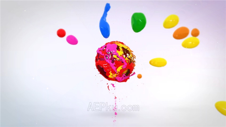 AE模板制作彩色油漆球飞溅液体特效演绎LOGO标志片头动画_第2张图片_AE模板库